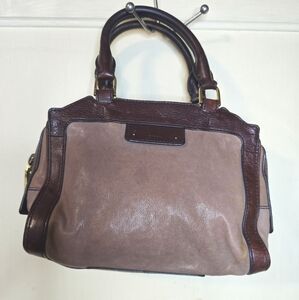 FOSSIL Logan Leather  /Brown Bi-Color Satchel Small